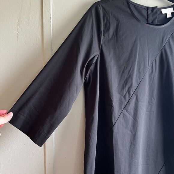 J. Jill Black Asymmetrical Hem Tunic Blouse Top Modest Modern Minimal - Small - Picture 2 of 9